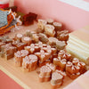 Shop display of Molly Mahon's carved wood blocks of the print supply department