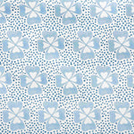Clover Printed Fabric Linen/Cotton Blue Sample