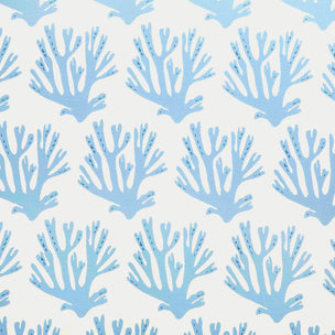Coral Printed Fabric Linen/Cotton Blue Sample