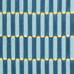 Luna Block printed Fabric Linen Blue/Yellow Sample