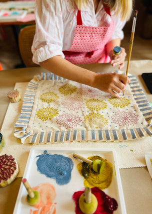 Block Printing Cushion Workshop at The Double Red Duke, Cotswolds