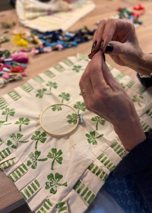 Block Printing Cushion Workshop at The Double Red Duke, Cotswolds