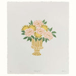 Cotton Paper Print Peony Urn Pastel