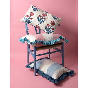 Cushion Frill Wide Stripe Blue