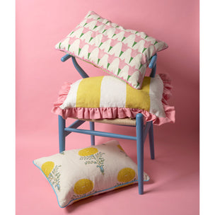 Cushion Frill Wide Stripe Yellow