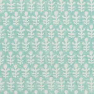 Bagru Block Printed Fabric Linen Cotton Turquoise Sample