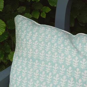 Bagru Block Printed Fabric Linen Cotton Turquoise Sample