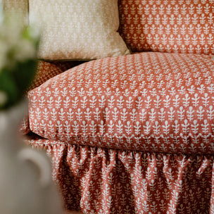 Bagru Block Printed Fabric Linen Cotton Terracotta Sample