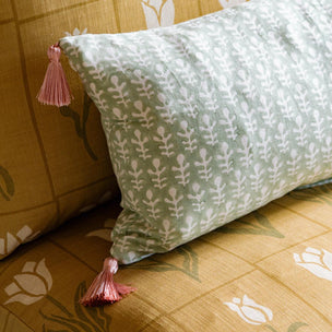 Bagru Block Printed Fabric Linen Cotton Moss Sample