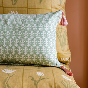 Bagru Block Printed Fabric Linen Cotton Moss Sample