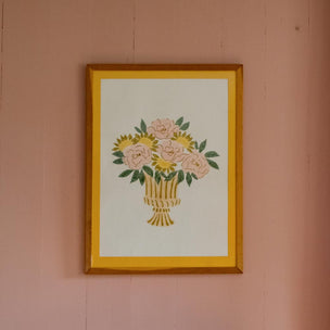 Cotton Paper Print Peony Urn Pastel