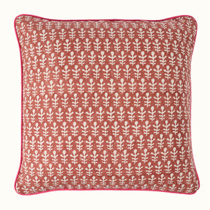 Cushion Piped Bagru Terracotta