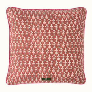 Cushion Piped Bagru Terracotta