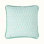 Cushion Piped Bagru Turquoise
