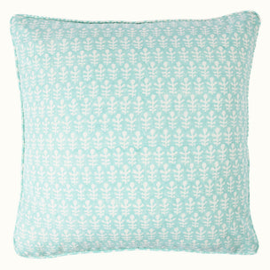 Cushion Self Piped Bagru Turquoise