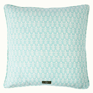 Cushion Self Piped Bagru Turquoise
