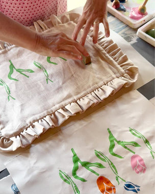 Block Printing Cushion Workshop at Ford Manor, Surrey, 24th June