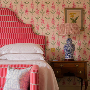 Luna Block printed Fabric Linen Pink