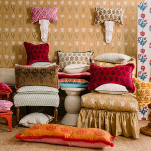 Cushion Fringe Square Burgundy Velvet Mughal - Limited Edition