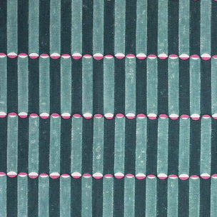 Luna Block printed Fabric Linen Blue/Pink
