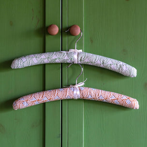 Coat Hanger Padded Duo Indian Leaf Green & Copper