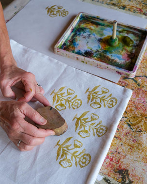 Block Printing Cushion Workshop at Ford Manor, Surrey, 1st October