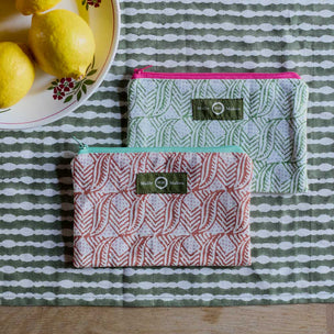 Purse Indian Leaf Blue Green