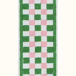 Trim Chequer Block printed cotton Green Pink