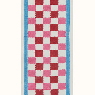 Trim Chequer Block printed cotton Red Pink