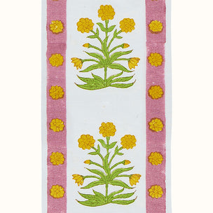 Trim Mughal Block printed cotton Pink Yellow
