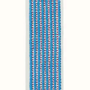 Trim Stripe & Dot Block printed Cotton Embroidery Blue Red