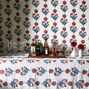 Dianthus Wallpaper in Indigo Iron