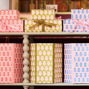 Waste Paper Bin Flower Green Pink