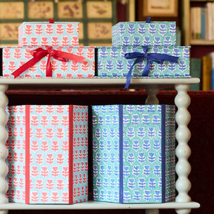 Trinket Box Flower Navy Teal