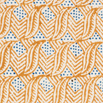 Indian Leaf Hand Block Printed Copper Blue Sample
