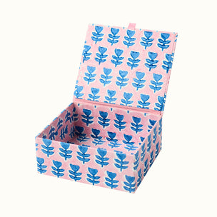 Trinket Box Flower Navy Pink