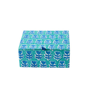 Trinket Box Flower Navy Teal