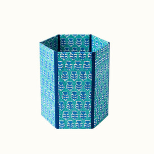 Waste Paper Bin Flower Navy Teal