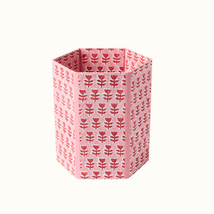 Waste Paper Bin Flower Red Pink