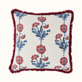Cushion Brushed Fringe Dianthus and Silk in Indigo Iron and Marigold