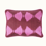 Cushion Piped Ikat Claret Pink Ashdown Khaki