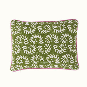 Cushion Piped Ikat Claret Pink Ashdown Khaki