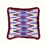 Cushion Brushed Fringe Ikat Purple Chervon Bindi Pink