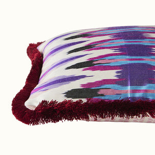 Cushion Brushed Fringe Ikat Purple Chervon Bindi Pink