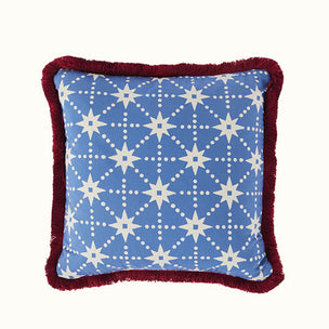 Cushion Brushed Fringe Stars in Blue