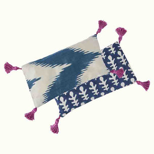 Ikat Bagru Lavender Eye Cushion Blue