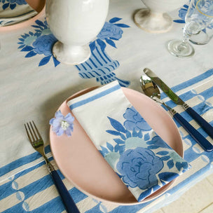 Napkin Peony Urn Chintz Blue