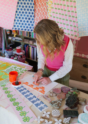 Block Printing Cushion Workshop at The Double Red Duke, Cotswolds