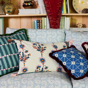 Cushion Brushed Fringe Stars in Blue