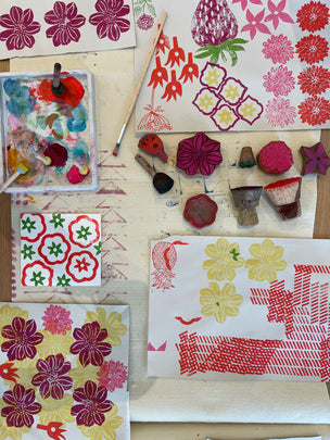 Block Printing Napkin Workshop with Polly Nicholson of Bayntun Flowers, Calne, Wiltshire